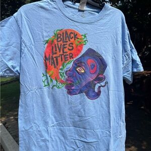 Blue Graphic T-Shirt with Black Lives Matter Design